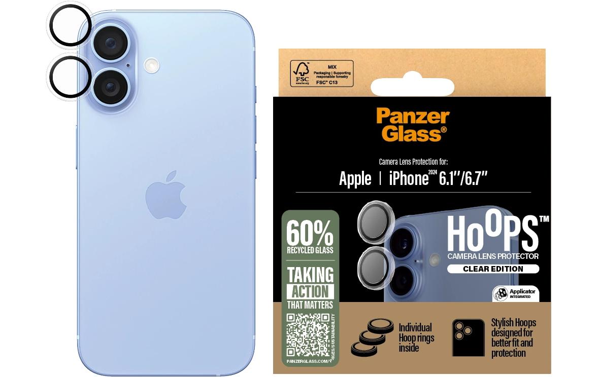 PanzerGlass Hoops - Objektivschutz für Handy - durchsichtig - für Apple iPhone 16, 16 Plus