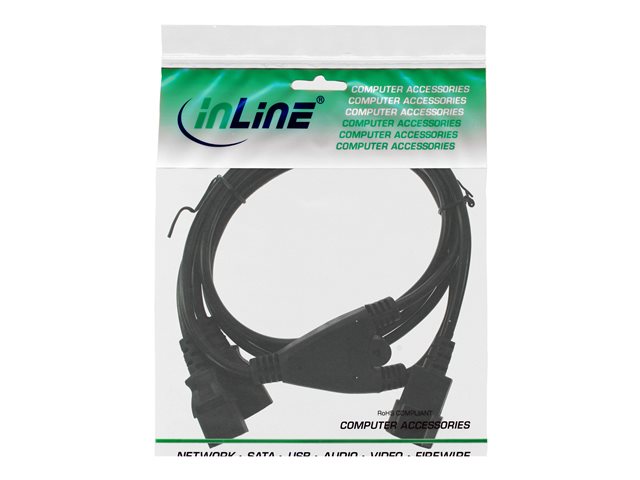 InLine - Netz-Splitter - IEC 60320 C14 zu power IEC 60320 C13 - 1 m - Schwarz