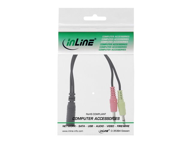 InLine - Headsetadapter - Mini-Stecker männlich zu 4-poliger Mini-Stecker weiblich - 15 cm - Schwarz