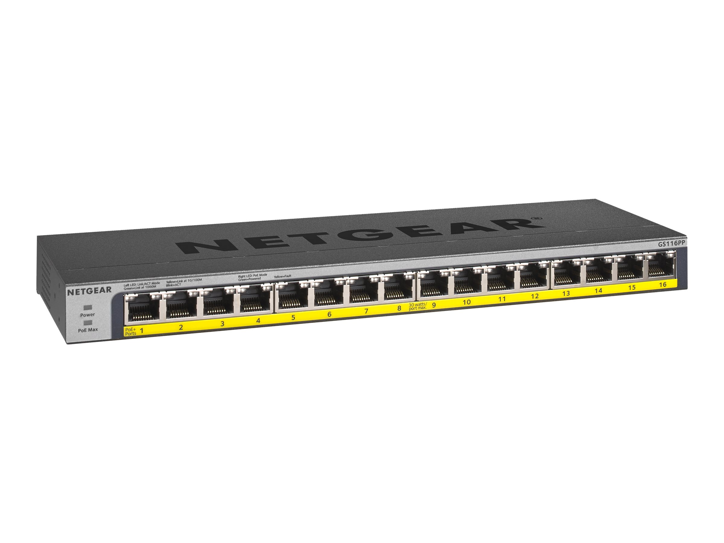 NETGEAR GS116LP - Switch - 16 AnschlÃ¼sse - an Rack montierbar