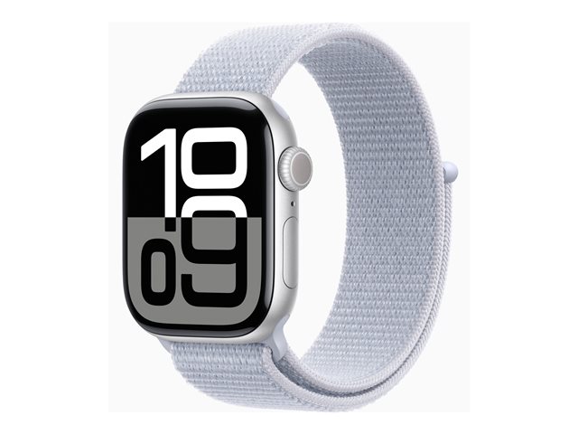 Apple Watch Series 10 GPS + Cellular 42mm Silver Aluminium Case mit Blue Cloud Sport Band (MWX53QF/A)