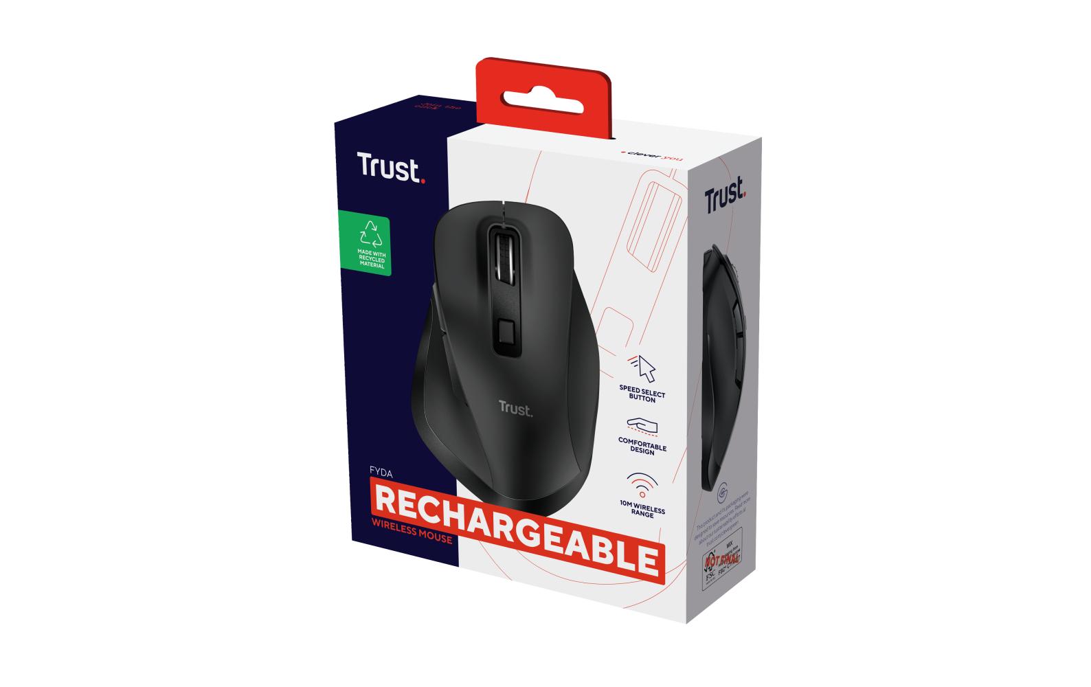 Trust Ergonomische Maus Fyda Rechargeable Schwarz