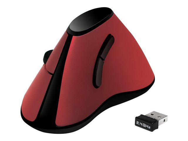 LogiLink Ergonomic Vertical - vertikale Maus - 2.4 GHz - Rot