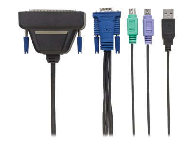 Intellinet 1-Port VGA-Kabel für KVM-Konsole, Zur Verwendung mit Intellinet Rackmount-Konsolen 508032 oder 507981, enthält PS/2-, USB- und VGA-Stecker - Tastatur- / Video- / Maus- (KVM-) Kabel - DB-37 (M) bis USB, PS/2, HD-15 (VGA) (M) - 1.8 m