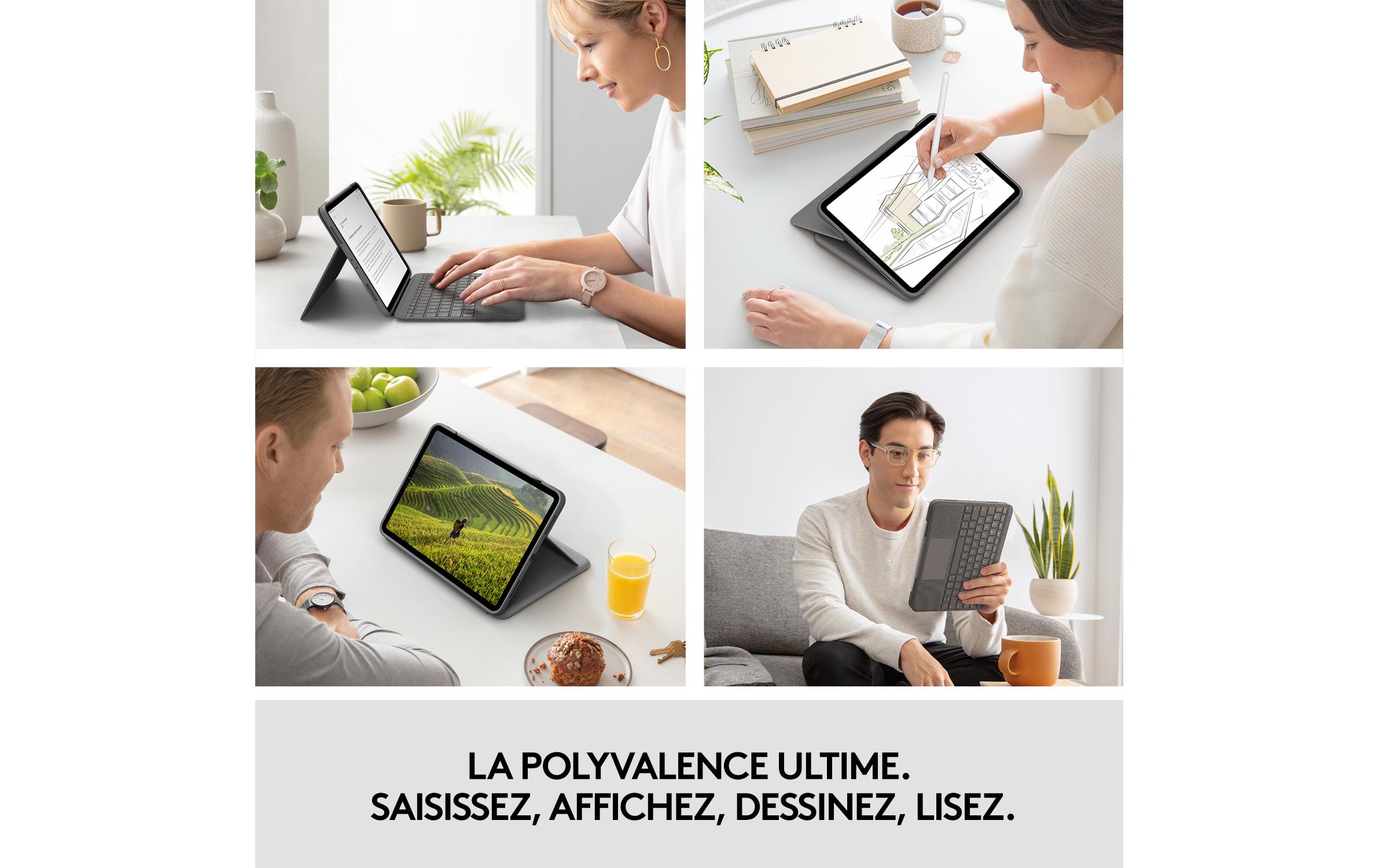 Logitech Folio Touch - Tastatur und Foliohülle - mit Trackpad - QWERTZ - Schweiz - Oxford Gray Eingabegerät