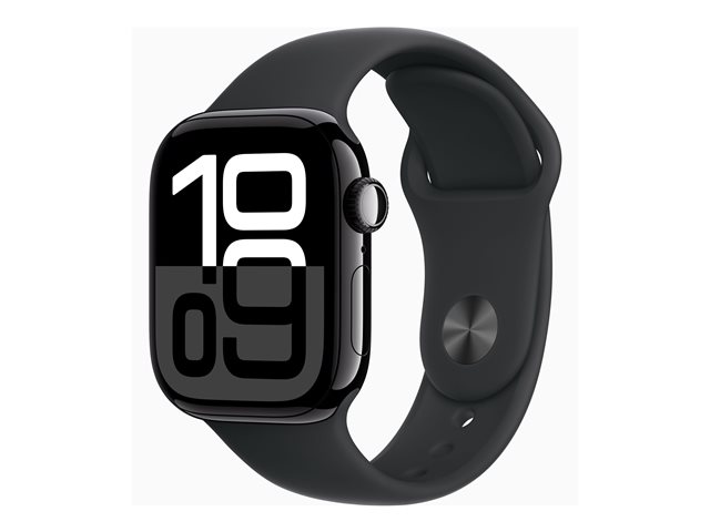 Apple Watch Series 10 GPS 42mm Jet Black Aluminium Case mit Black Sport Band - S/M (MWWE3QF/A)