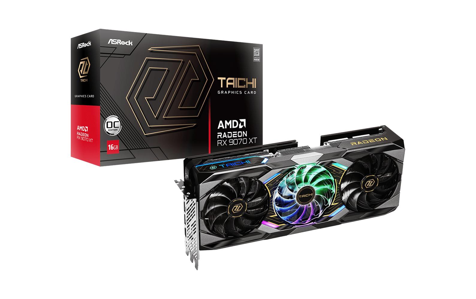 ASRock Radeon RX 9070 XT Taichi 16GB OC - 16GB GDDR6, 1x HDMI, 3x DP