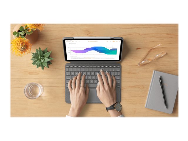 Logitech Combo Touch - Tastatur und Foliohülle - mit Trackpad - QWERTY - Italienisch - Oxford Gray Eingabegerät