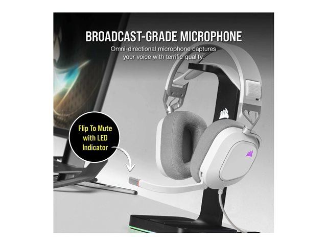 CORSAIR Gaming HS80 RGB - Headset - ohrumschließend - kabelgebunden - USB - weiß