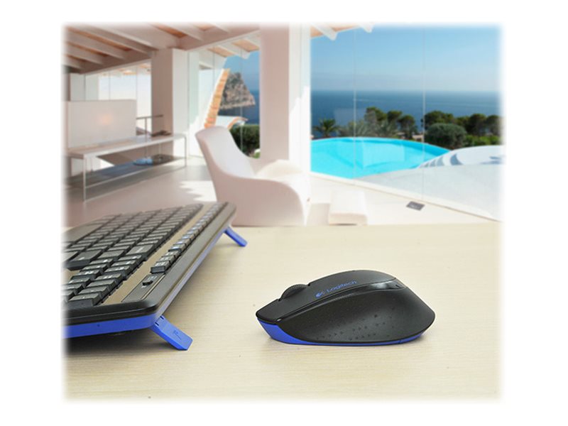 Logitech Wireless Combo MK345 - Tastatur-und-Maus-Set - kabellos - 2.4 GHz - Französisch - Schwarz, Blau