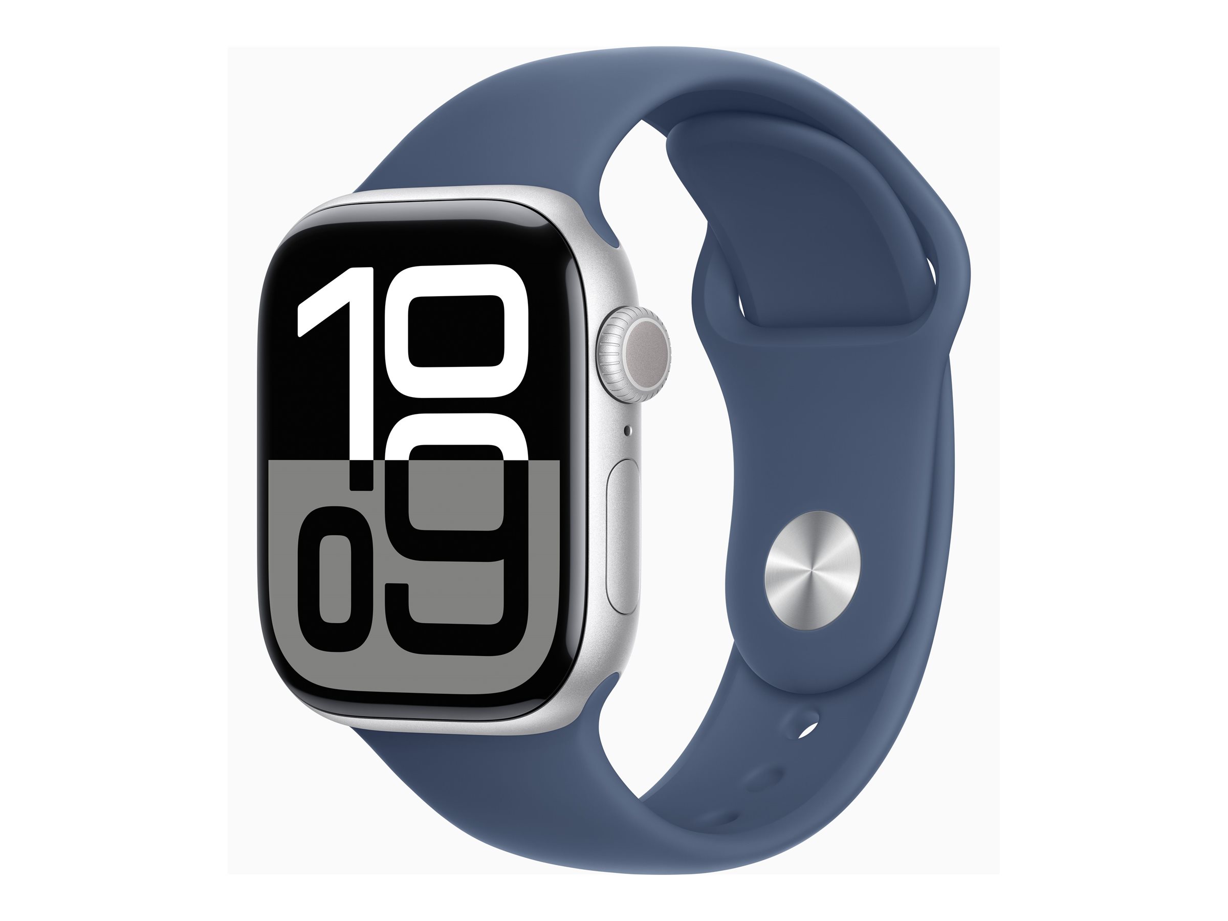 Apple Watch Series 10 GPS 42mm Silver Aluminium Case mit Denim Sport Band - S/M (MWWA3QF/A)