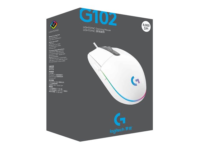 Logitech Gaming Mouse G102 LIGHTSYNC - Maus - USB - weiß