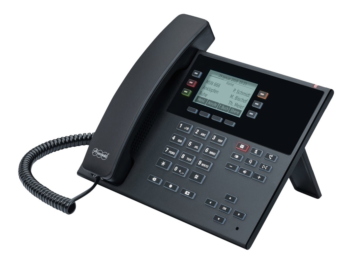Auerswald COMfortel D-210 - VoIP-Telefon mit Rufnummernanzeige - dreiweg Anruffunktion - SIP, RTCP, RTP, SRTP, SIPS - Schwarz (90278)