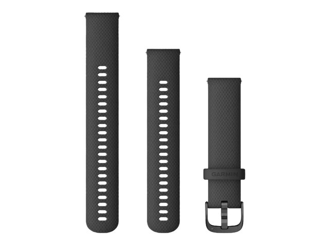 Garmin Quick Release Band - Uhrarmband für Smartwatch - 125 - 218 mm - Schwarz mit schieferfarbenen Teilen - für Approach S40; Forerunner 245, 55, 645; Venu; vívoactive 3; vívomove 3, HR, Luxe, Style