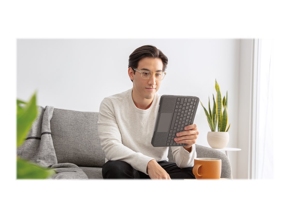 Logitech Folio Touch - Tastatur und Foliohülle - mit Trackpad - QWERTY - GB - Oxford Gray Eingabegerät