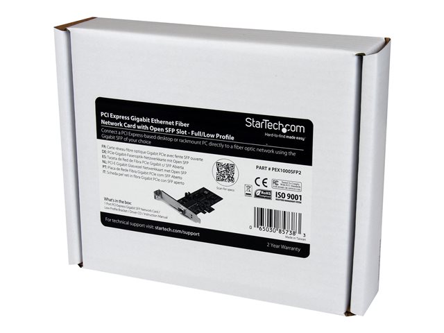 StarTech.com PCI Express Ethernet Gigabit LWL Netzwerkkarte mit offenem SFP - PCIe Glasfaser SFP NIC - Gigabit Ethernet Adapter - Netzwerkadapter - PCIe