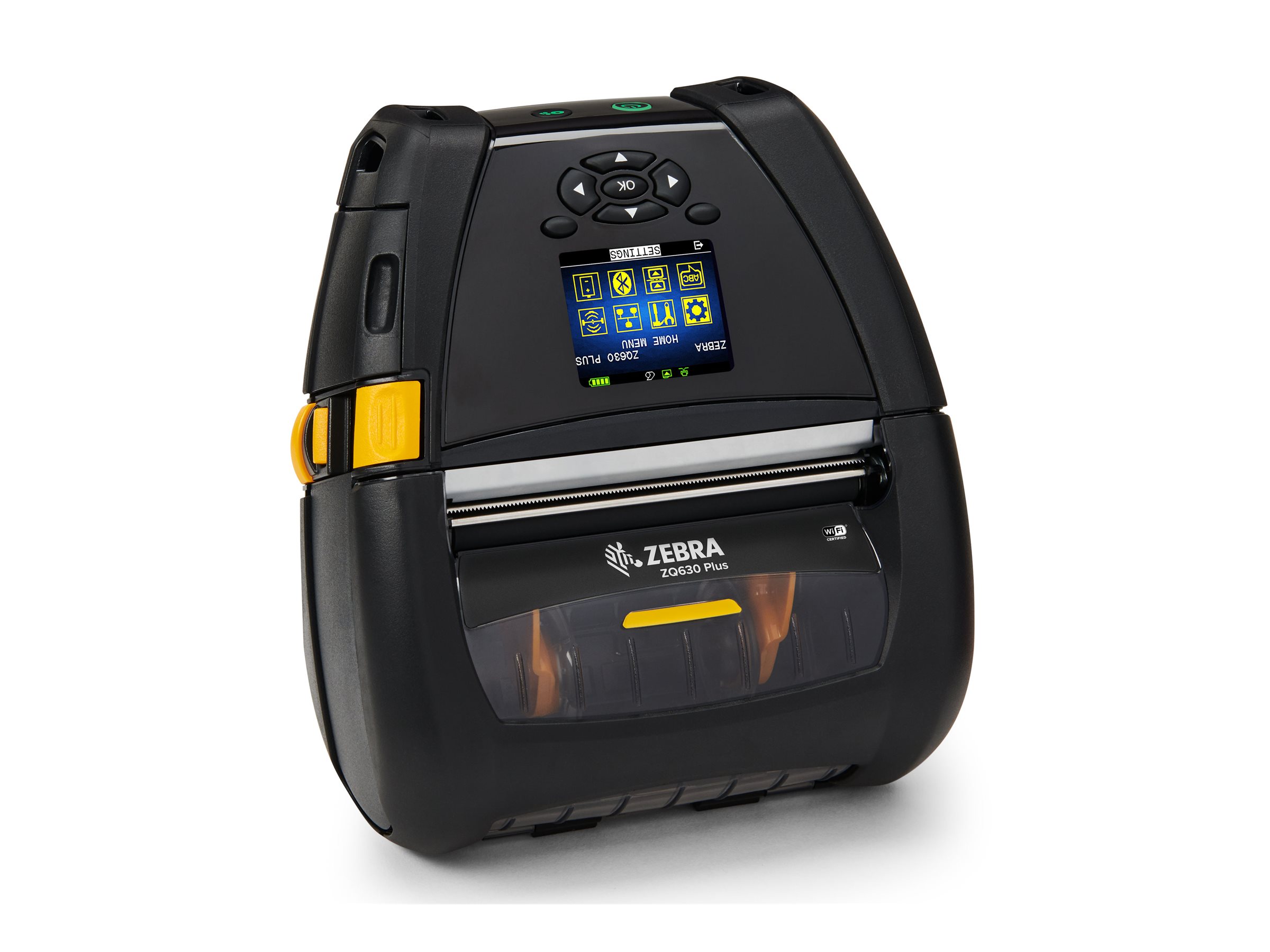 ZEBRA DT Printer ZQ630 Plus RFID_ English fonts,Dual 802.11AC / BT4.x, Linered platen, 0.75_ core, Group E, Shoulder strap, Belt clip (ZQ63-RUWAE14-00)
