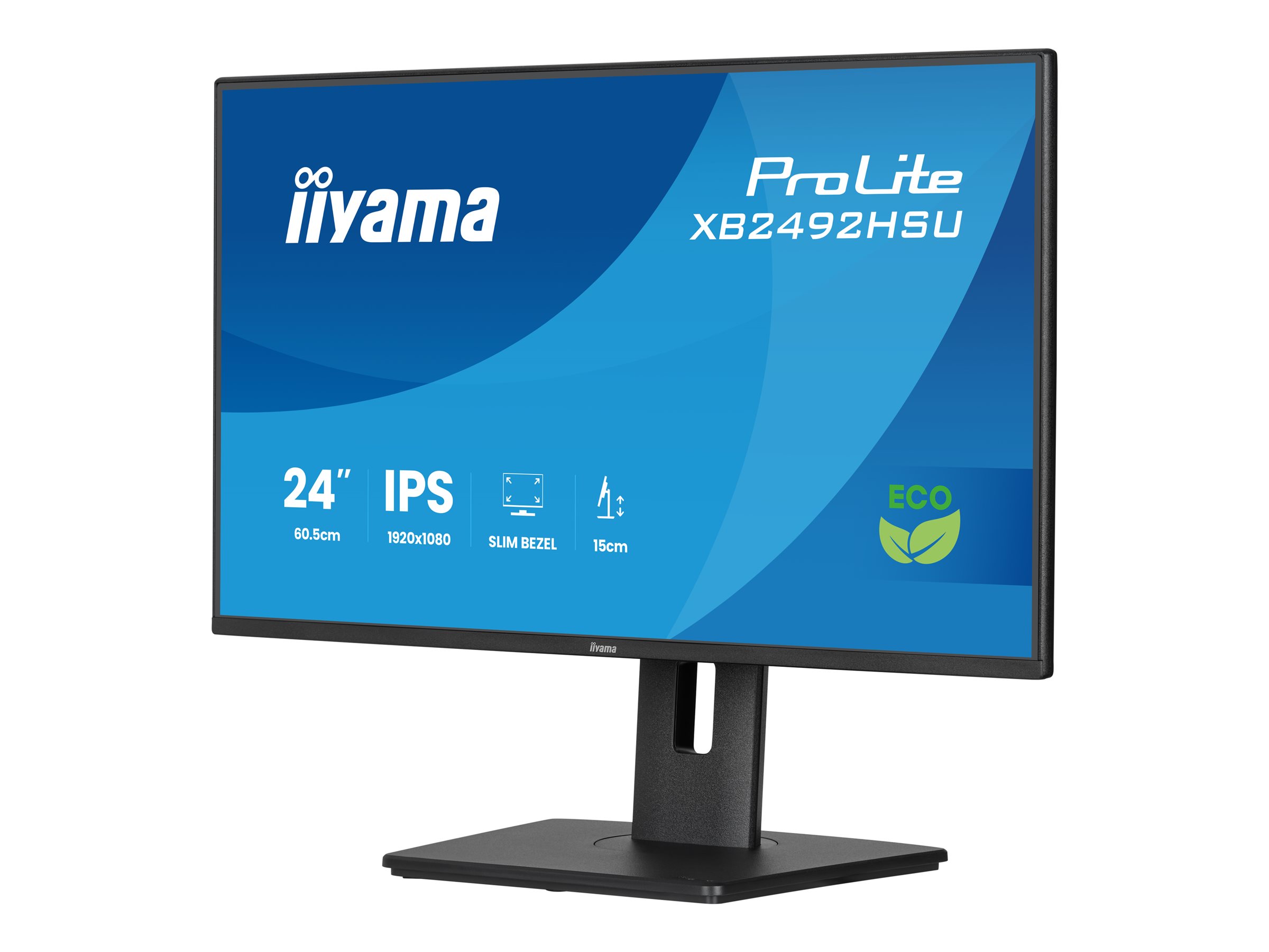 iiyama ProLite XB2492HSU-B1 - LED-Monitor - 61 cm (24") (23.8" sichtbar) - 1920 x 1080 Full HD (1080p) @ 120 Hz - IPS - 300 cd/m² - 1500:1 - 3 ms - HDMI, DisplayPort - Lautsprecher - Schwarz, Matte
