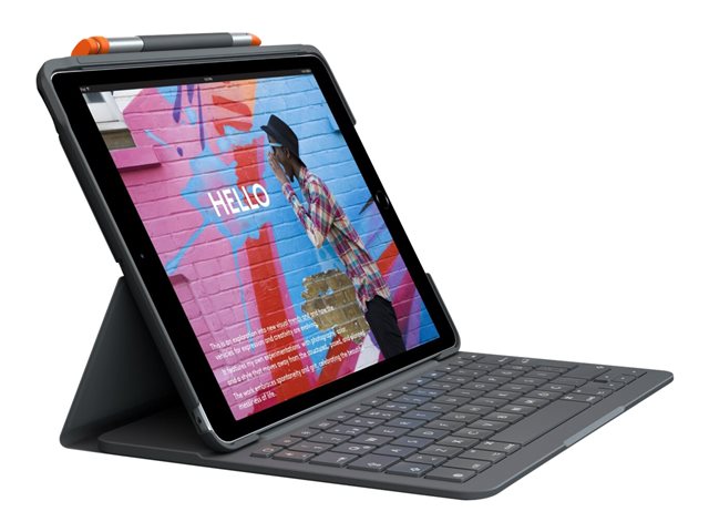 Logitech Slim Folio - Tastatur und Foliohülle - QWERTY - GB - Oxford Gray Eingabegerät