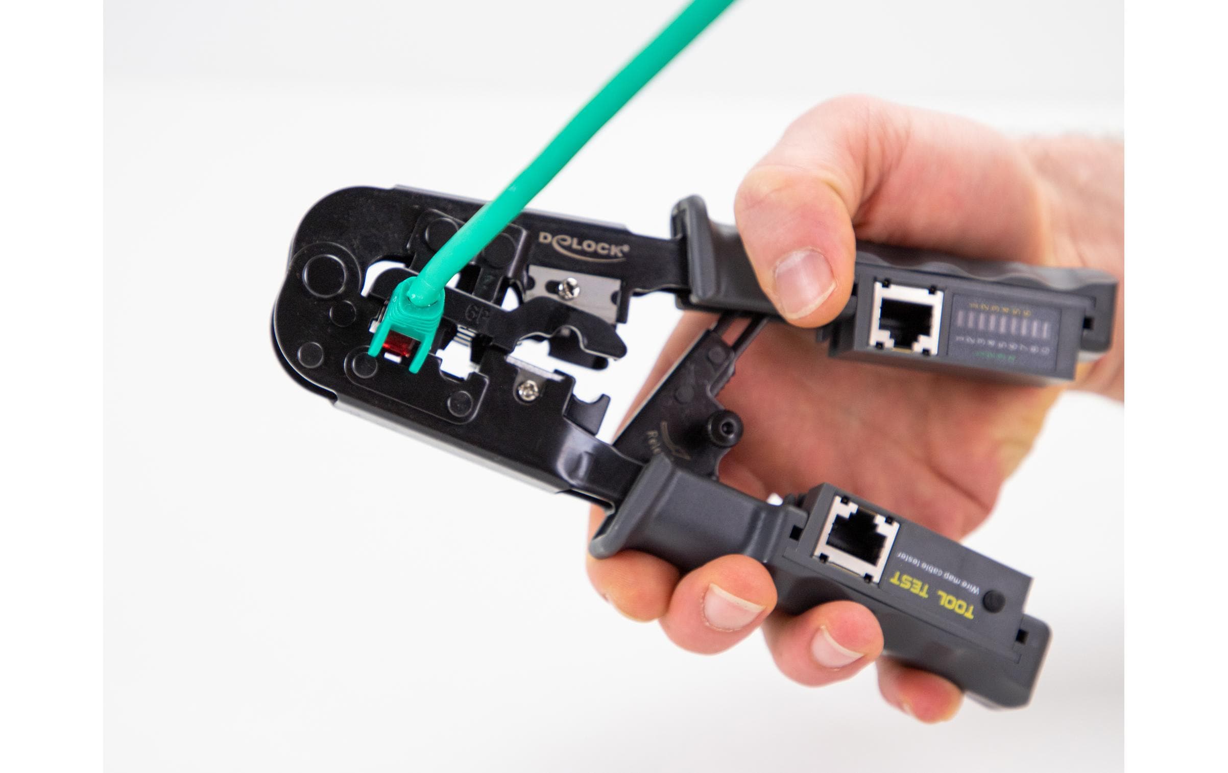 Delock Crimpwerkzeug - mit integriertem Kabeltester