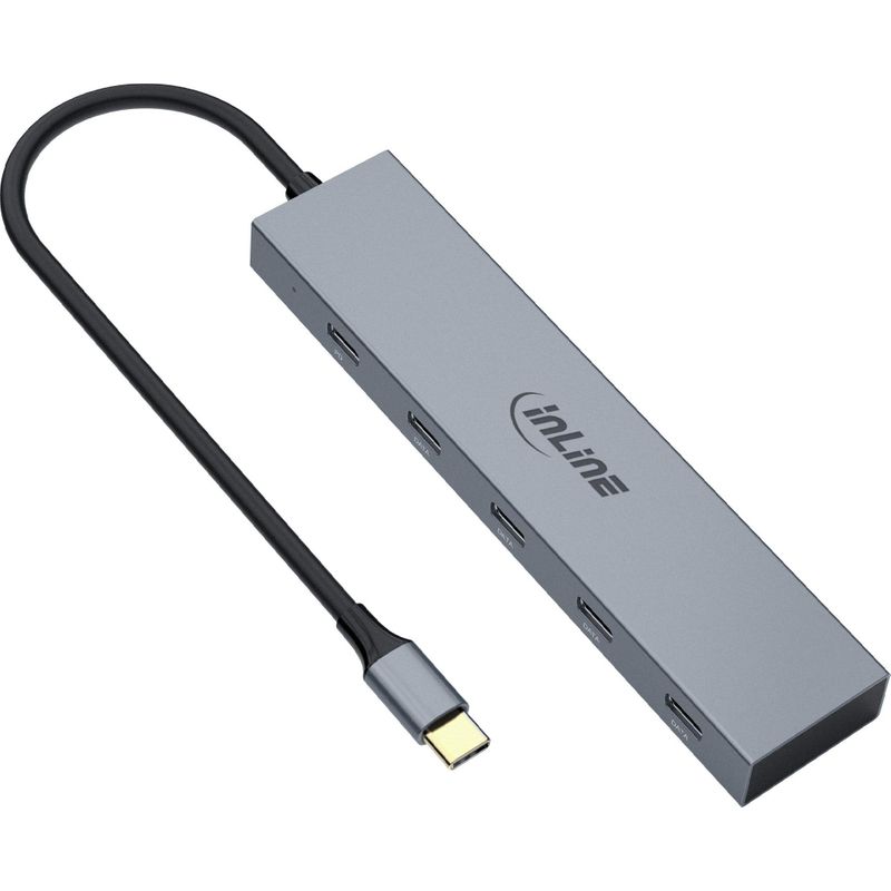 InLine® USB-C Hub, 4x USB-C + Power Delivery 100 W, USB 3.2 Gen.2, grau