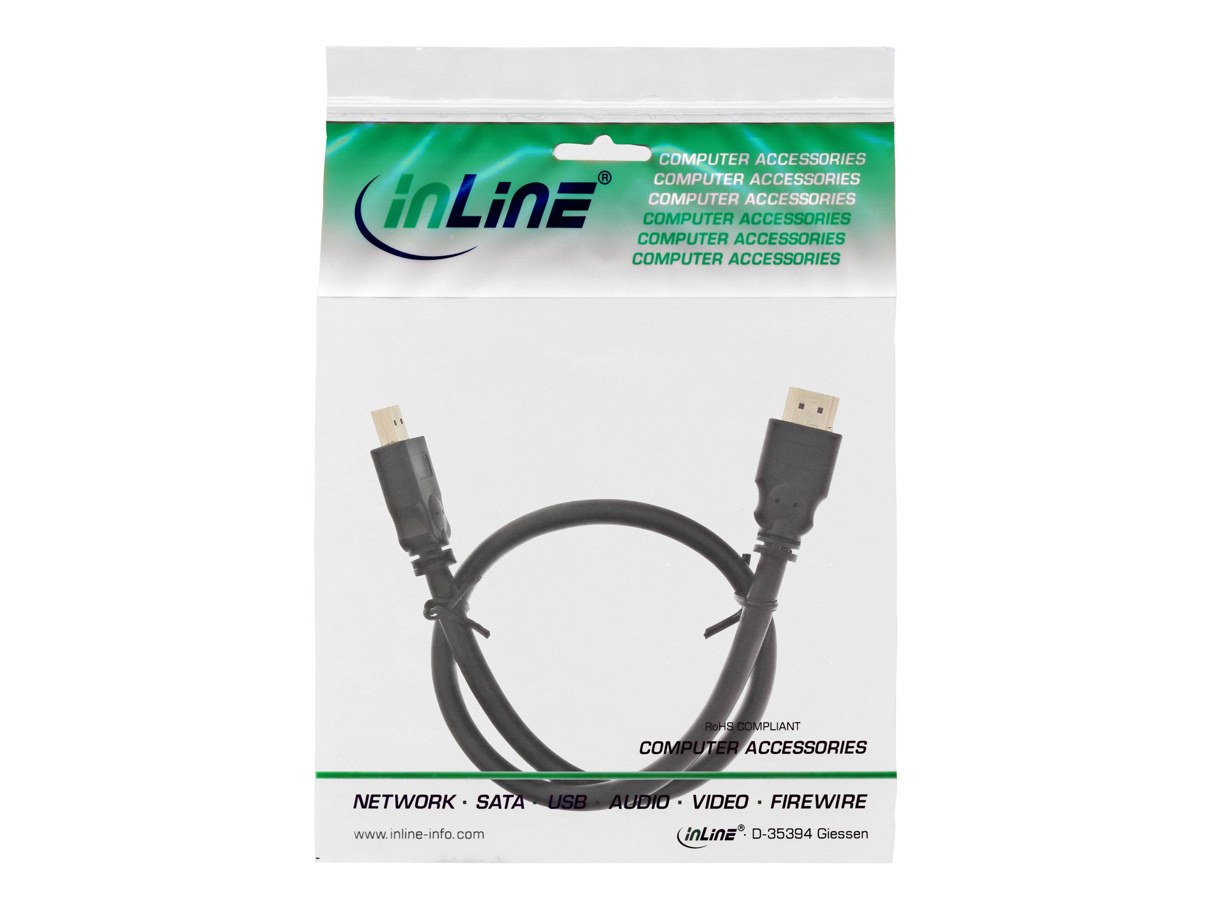 InLine High Speed Premium - HDMI-Kabel - HDMI männlich zu HDMI männlich - 50 cm - Schwarz