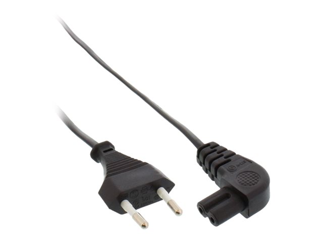 InLine - Stromkabel - Eurostecker (M) bis IEC 60320 C7 gewinkelt - 10 m - Schwarz