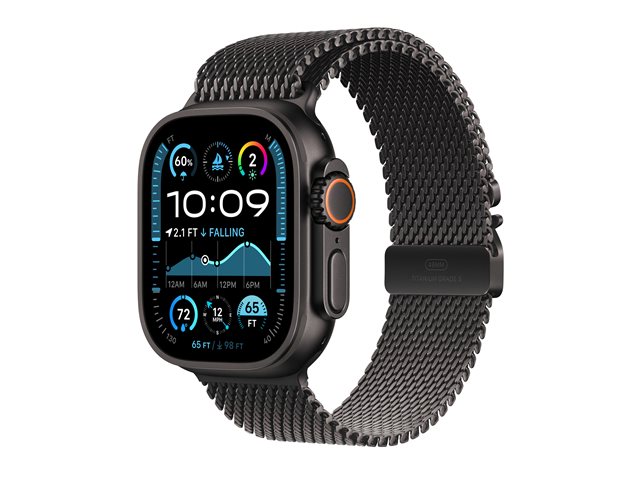 Apple Watch Ultra 2 GPS + Cellular 49mm Black Titanium Case mit Black Titanium Milanese Band - S (MX4W3FD/A)