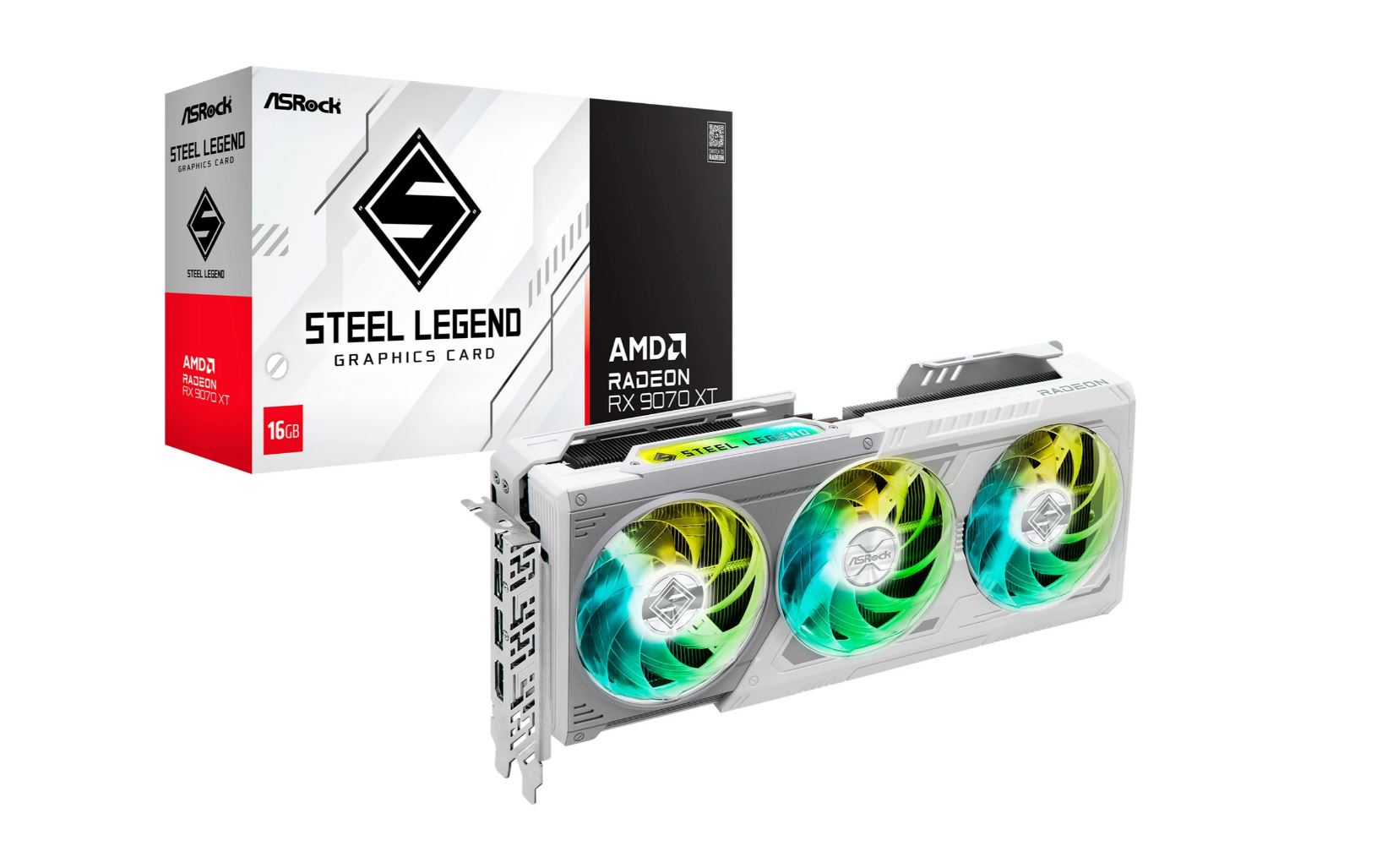 ASRock Radeon RX 9070 XT Steel Legend - 16GB GDDR6, 1x HDMI, 3x DP