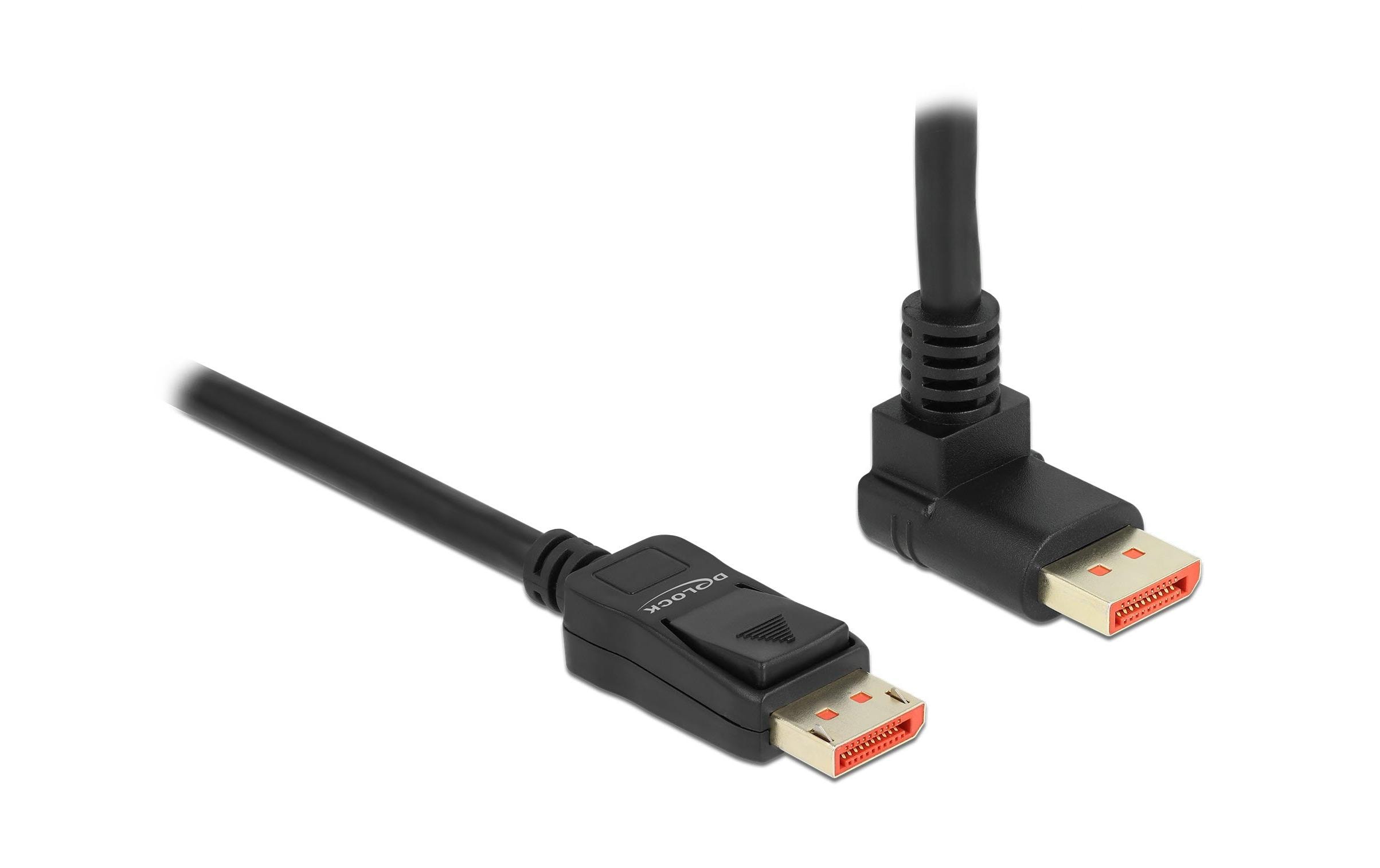 Delock - DisplayPort-Kabel - DisplayPort (M) gerade zu DisplayPort (M) nach oben angewinkelt - DisplayPort 1.4 - 2 m - unterstützt 8K 60 Hz (7680 x 4320) - Schwarz