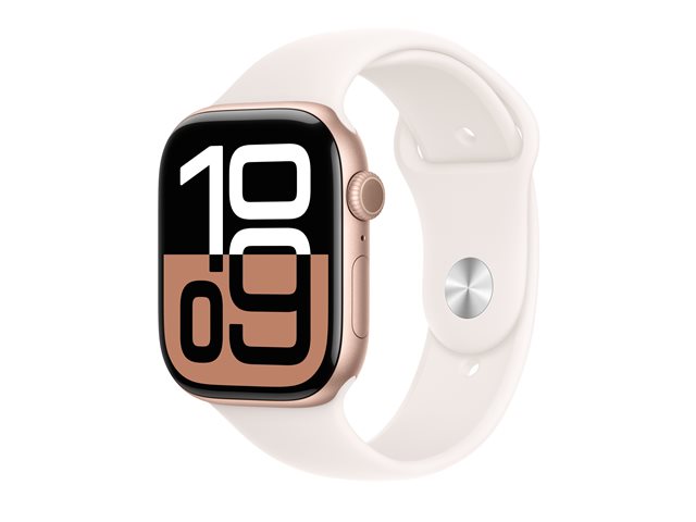 Apple Watch Series 10 GPS 46mm Rose Gold Aluminium Case mit Light Blush Sport Band - M/L (MWWU3QF/A)