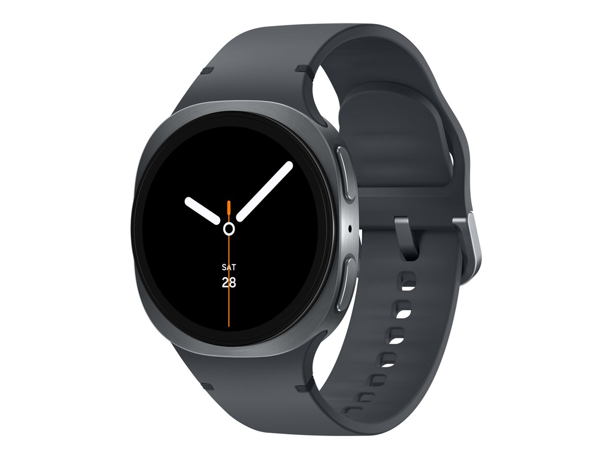 Samsung Galaxy Watch8 - 40 mm - Carbon-Schwarz - intelligente Uhr mit Sportband - Gummi - Graphit - Bandgröße: S/M - Anzeige 3.4 cm (1.34") (SM-L320NDAADBT)