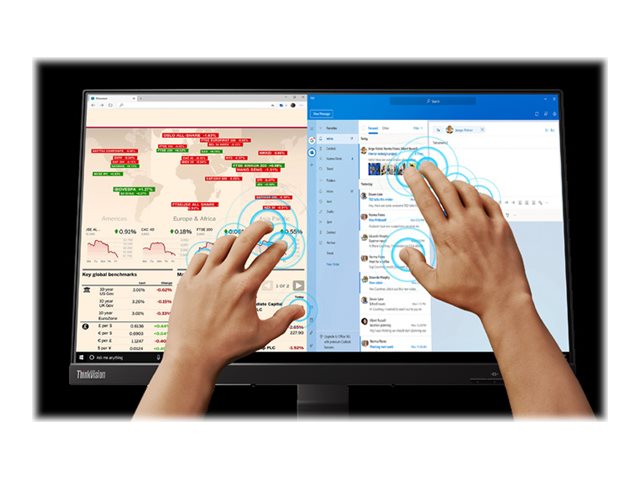 Lenovo ThinkVision T24t-20 - LED-Monitor - 61 cm (24") (23.8" sichtbar) - Touchscreen - 1920 x 1080 Full HD (1080p) @ 60 Hz - IPS - 300 cd/m² - 1000:1 - 4 ms - HDMI, DisplayPort, USB-C - Raven Black - Campus