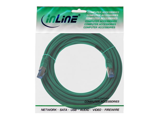 InLine - Patch-Kabel - RJ-45 (M) zu RJ-45 (M) - 5 m - SSTP-Kabel - CAT 6a - halogenfrei - grün
