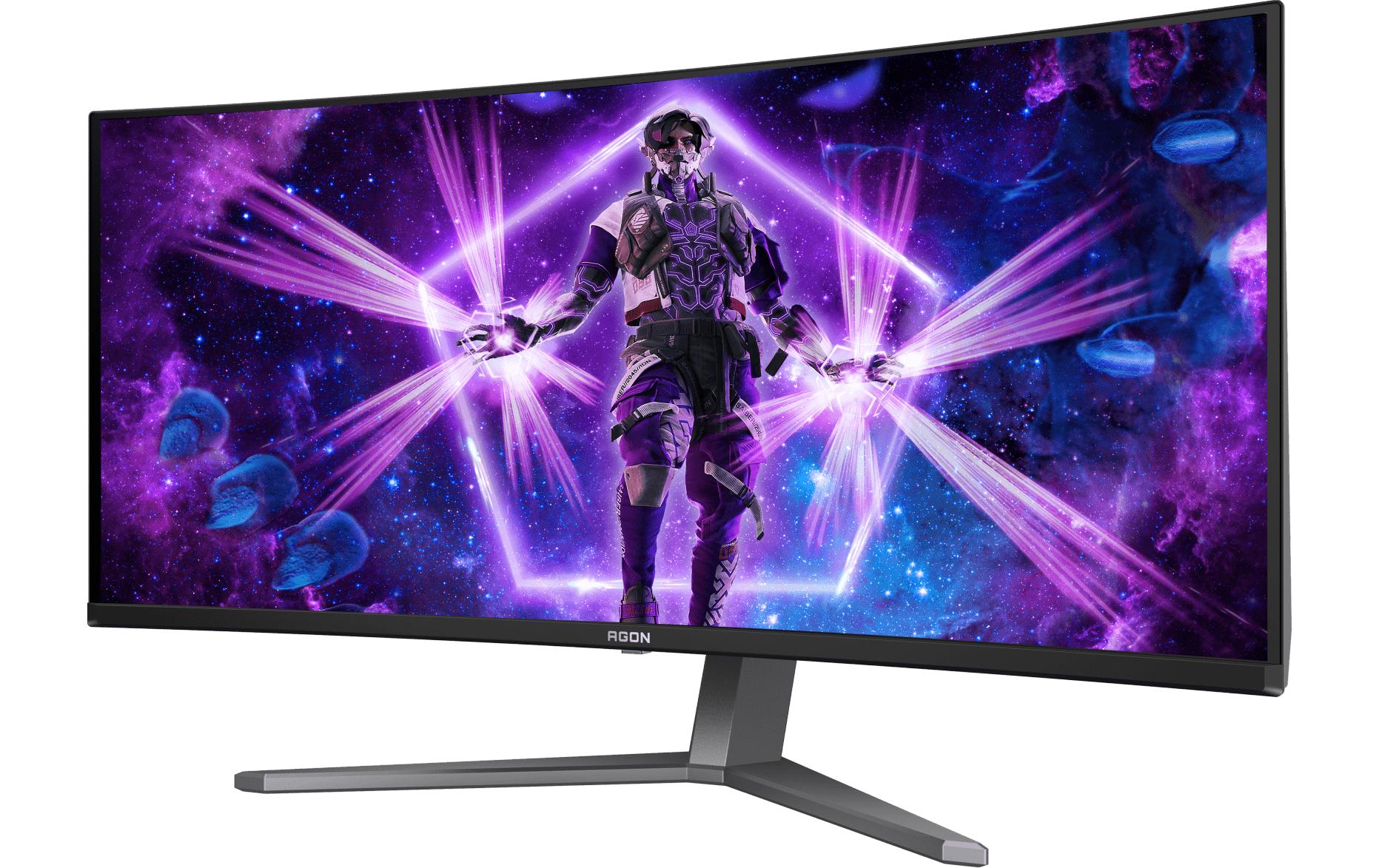 AOC AGON PRO AG346UCD - OLED-Monitor - Gaming - gebogen - 86.36 cm (34") - 3440 x 1440 @ 175 Hz - 15000000:1 - DisplayHDR 400 True Black - 0.03 ms - 2xHDMI, DisplayPort - Lautsprecher - Dunkelgrau