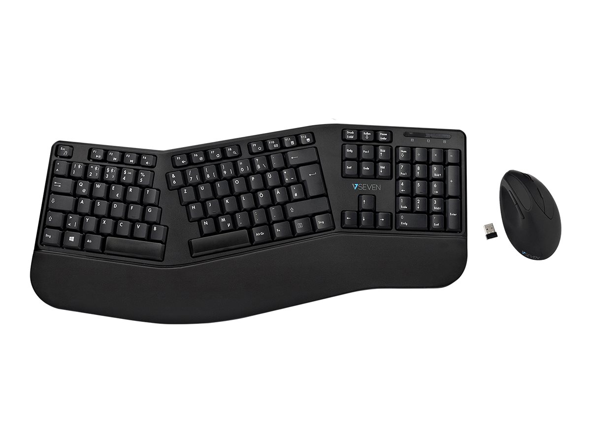 V7 CKW500BTDE - Tastatur-und-Maus-Set - QWERTZ - Deutsch - Schwarz Eingabegerät