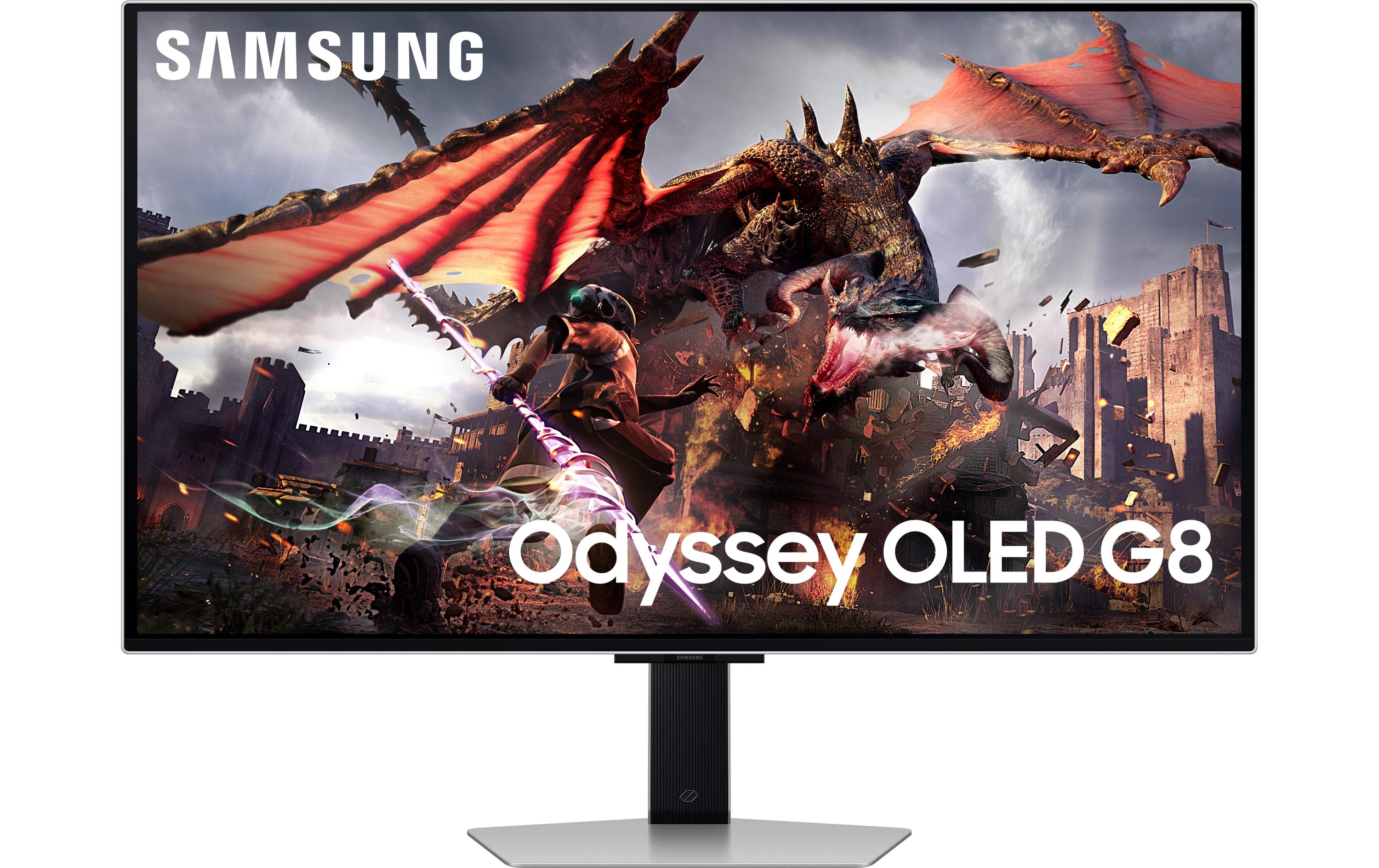 Samsung Odyssey OLED G8 S32DG800SU - OLED-Monitor - Smart - Gaming - 80 cm (32") - 3840 x 2160 4K @ 240 Hz - 250 cd/m² - 1000000:1 - DisplayHDR 400 True Black - 0.03 ms - 2xHDMI, DisplayPort - Lautsprecher - Silber