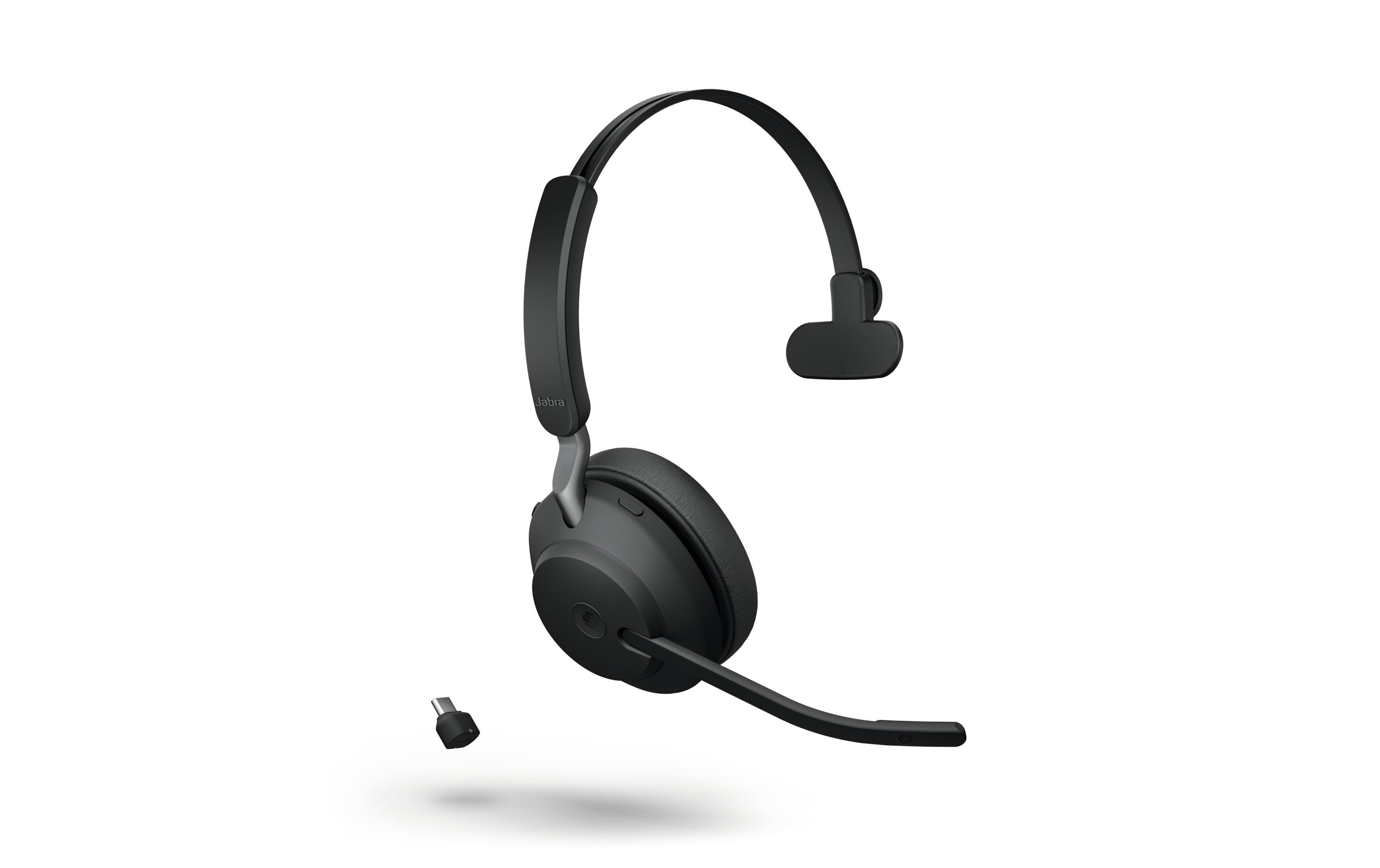 Jabra Evolve2 65 MS Mono - Headset - On-Ear - konvertierbar - Bluetooth - kabellos - USB-C - Geräuschisolierung - Schwarz - Zertifiziert für Microsoft Teams