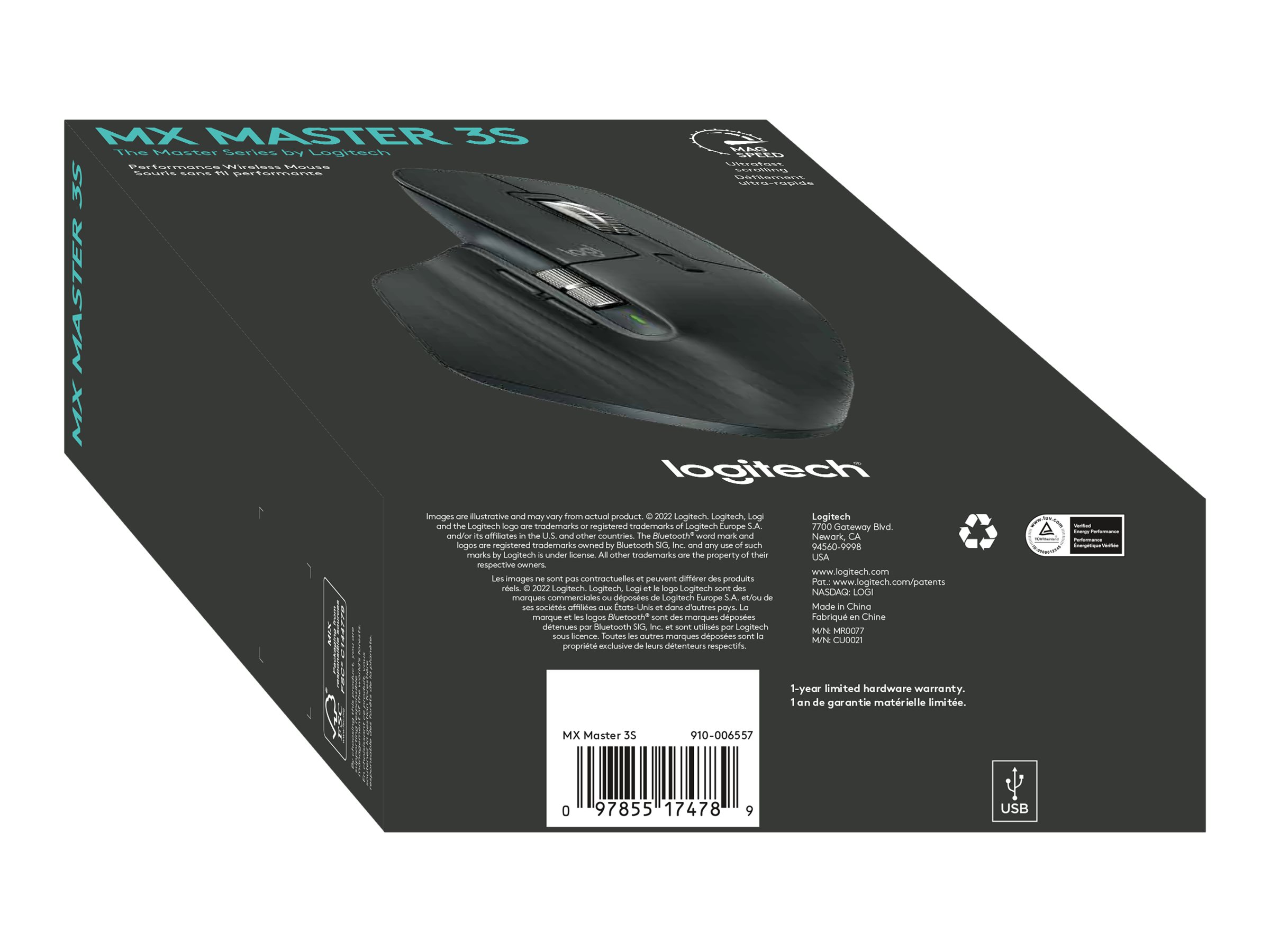 Logitech Master Series MX Master 3S - Bluetooth Edition - Maus - Bluetooth - Graphite