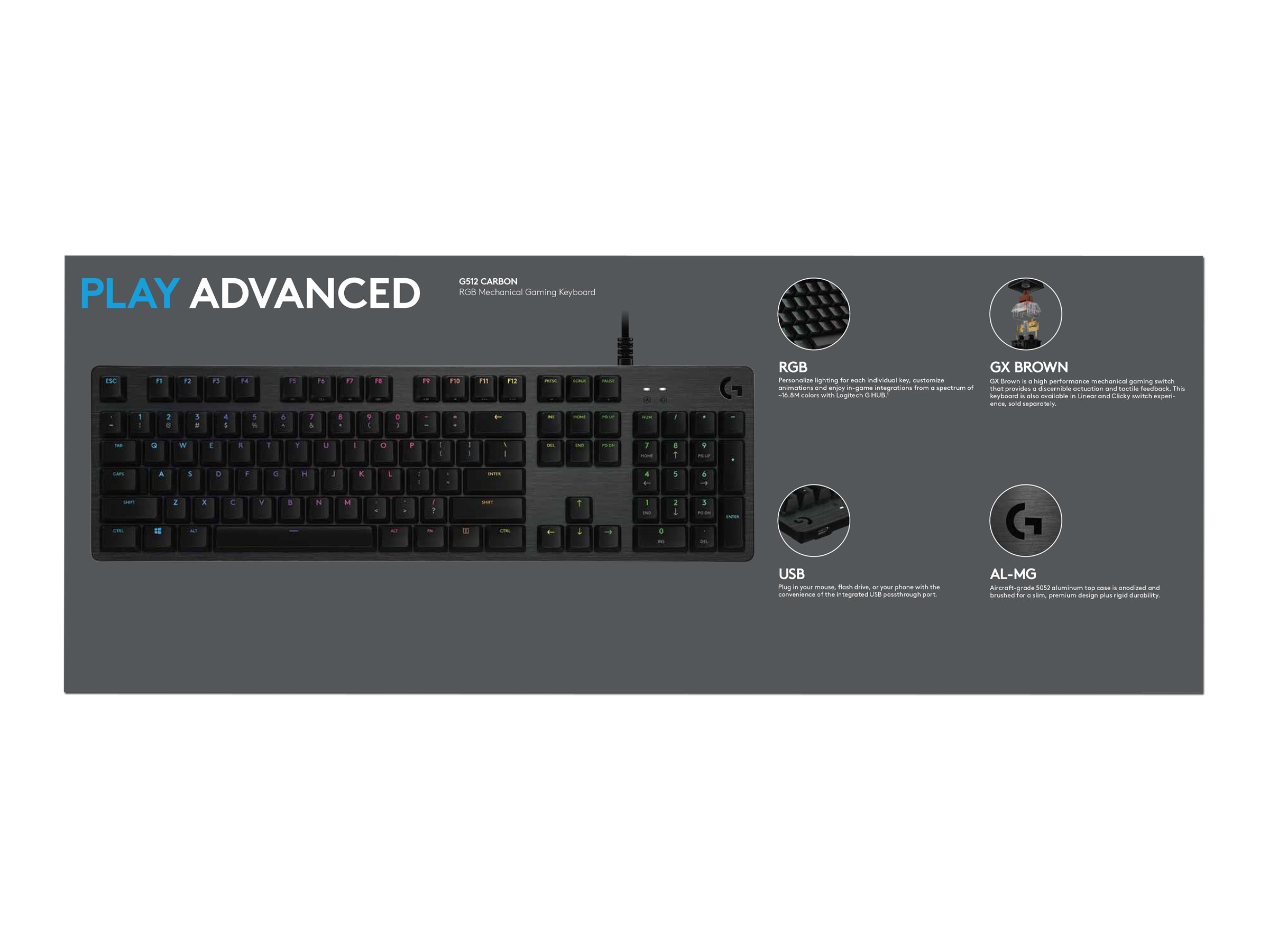 Logitech Gaming G512 - Tastatur - QWERTY - Italienisch - Kohle Eingabegerät