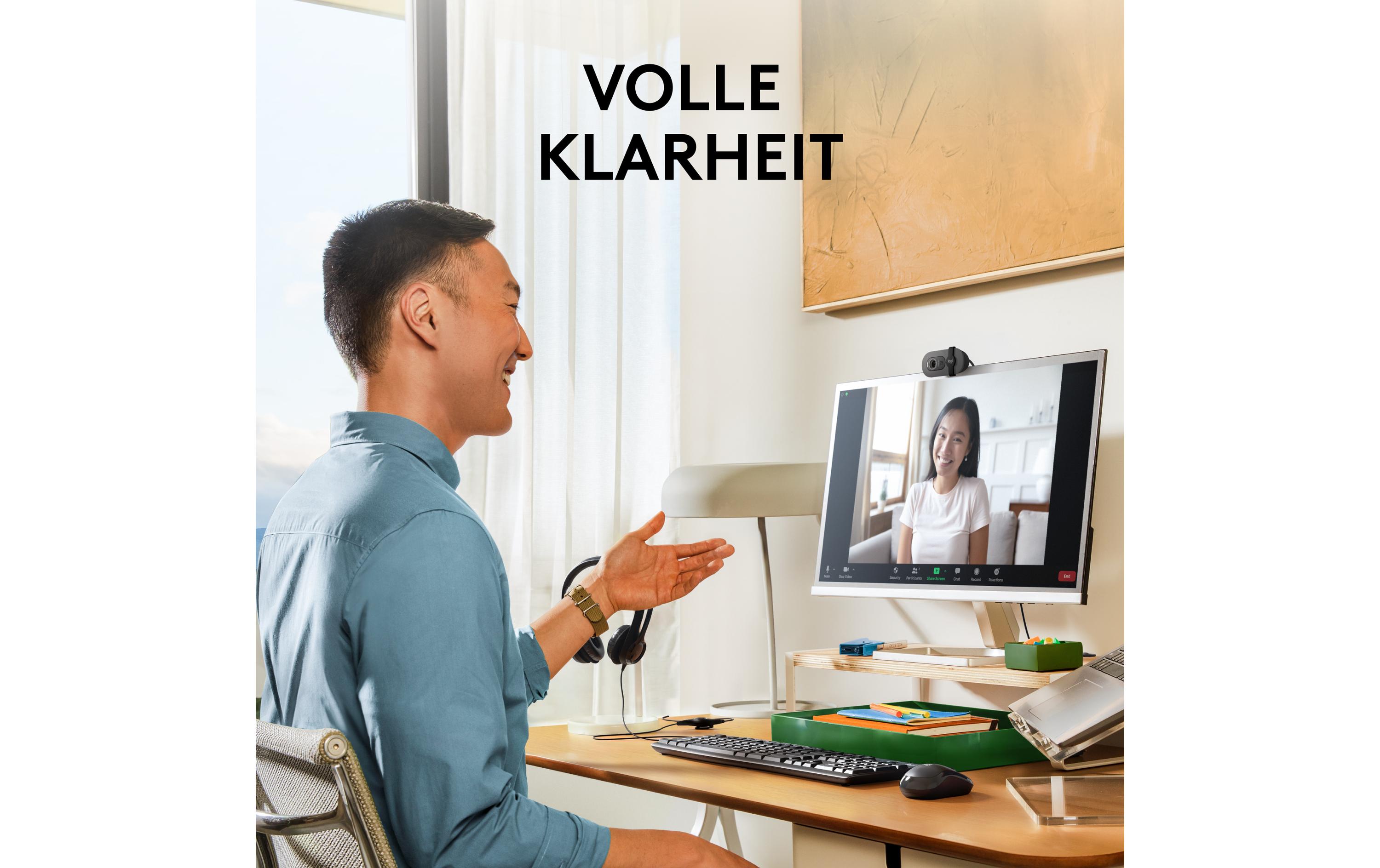 Logitech BRIO 100 - Webcam - Schwarz - 2 MP - 1920 x 1080 - 1080p, 720p - Audio - USB