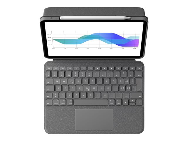 Logitech Folio Touch - Tastatur und Foliohülle - mit Trackpad - QWERTZ - Schweiz - Oxford Gray Eingabegerät