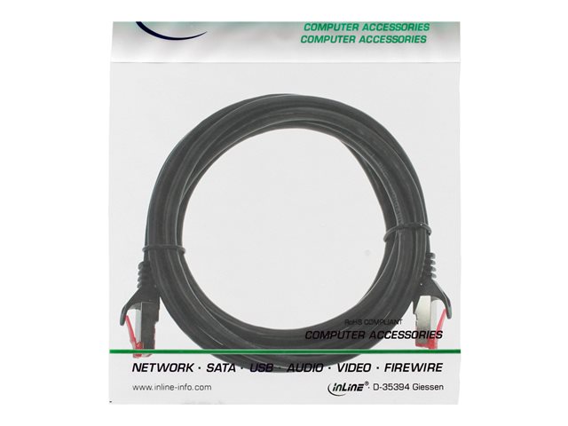 InLine - Patch-Kabel - RJ-45 (M) zu RJ-45 (M) - 3 m - SSTP-Kabel - CAT 6 - geformt - Schwarz