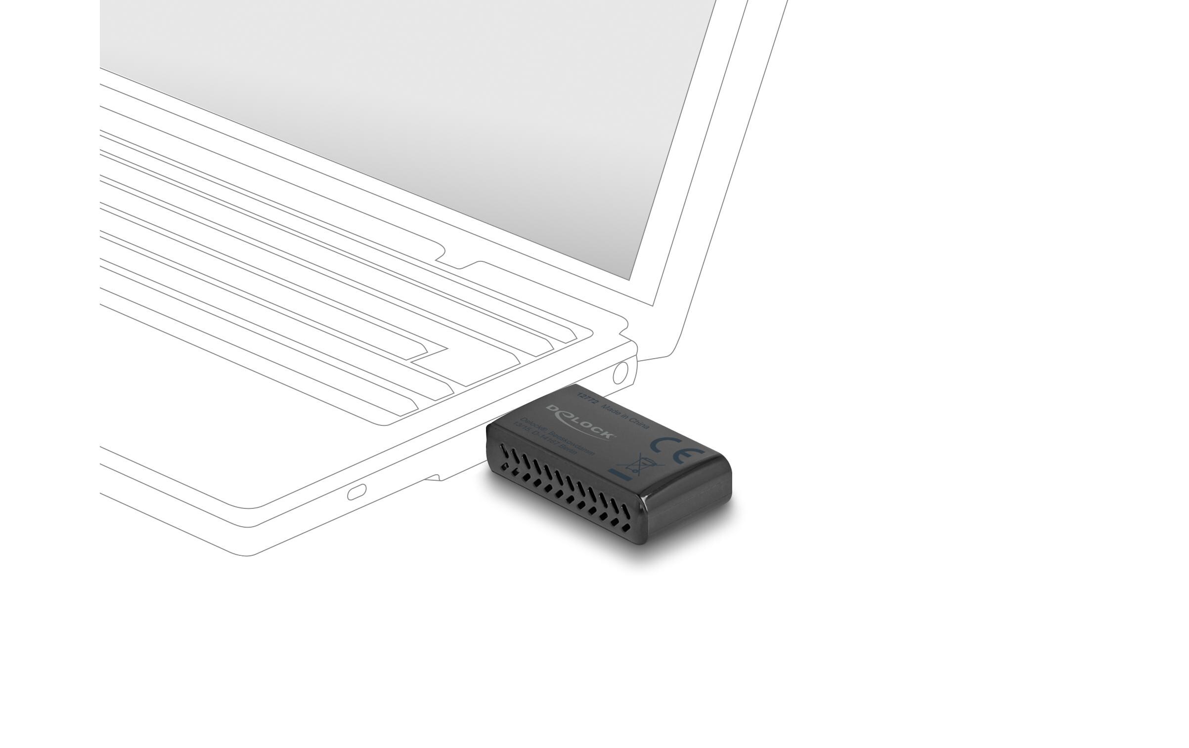 Delock Wi-Fi 6 Dualband WLAN USB Stick AX1800 (1201 + 574 Mbps) - Kabellos - USB - WLAN - Wi-Fi 6 (802.11ax) - 1775 Mbit/s - Schwarz - Netzwerkkarte - WLAN - 1.775 Mbps - WLAN - GSM 900/1800 (Dualband)