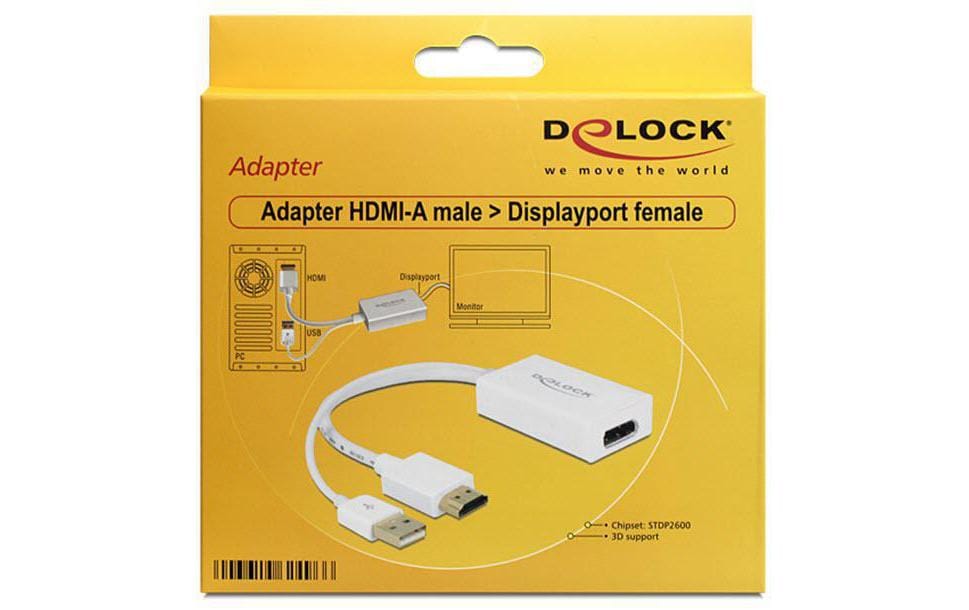 Delock Adapter HDMI – DisplayPort Weiss, 4K, USB-Strom