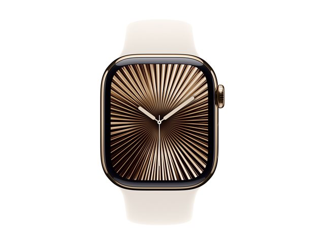 Apple Watch Series 10 GPS + Cellular 42mm Gold Titanium Case mit Starlight Sport Band - M/L (MX073QF/A)