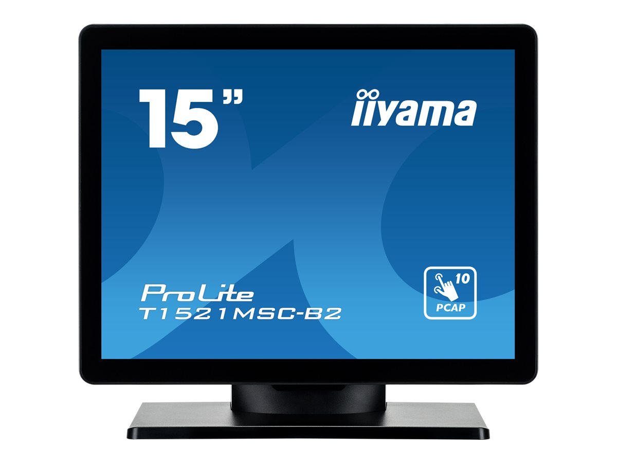 iiyama ProLite T1521MSC-B2 - LED-Monitor - 38 cm (15") - Touchscreen - 1024 x 768 - TN - 370 cd/m² - 800:1 - 8 ms - HDMI, VGA - Lautsprecher - mattschwarz