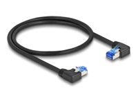 Delock - Patch-Kabel - RJ-45 (M) links gewinkelt zu RJ-45 (M) rechtwinklig - 50 cm - 6 mm - S/FTP - CAT 6a - halogenfrei, bis zu 10 Gbps Datentransferrate, Steckerbelegung 1:1 - Schwarz