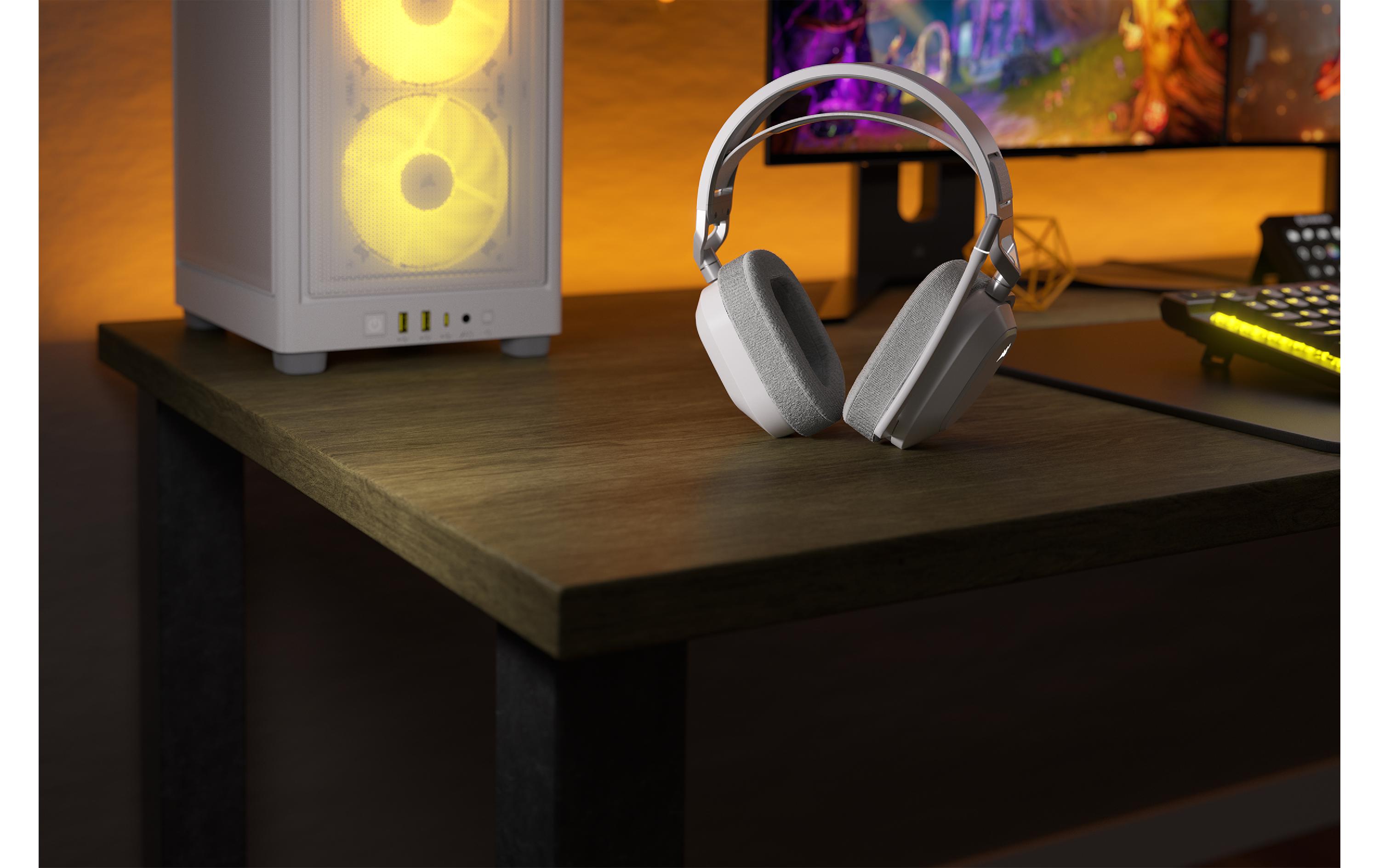 CORSAIR Gaming HS80 MAX WIRELESS - Headset - ohrumschließend - 2,4 GHz - kabellos - USB - weiß
