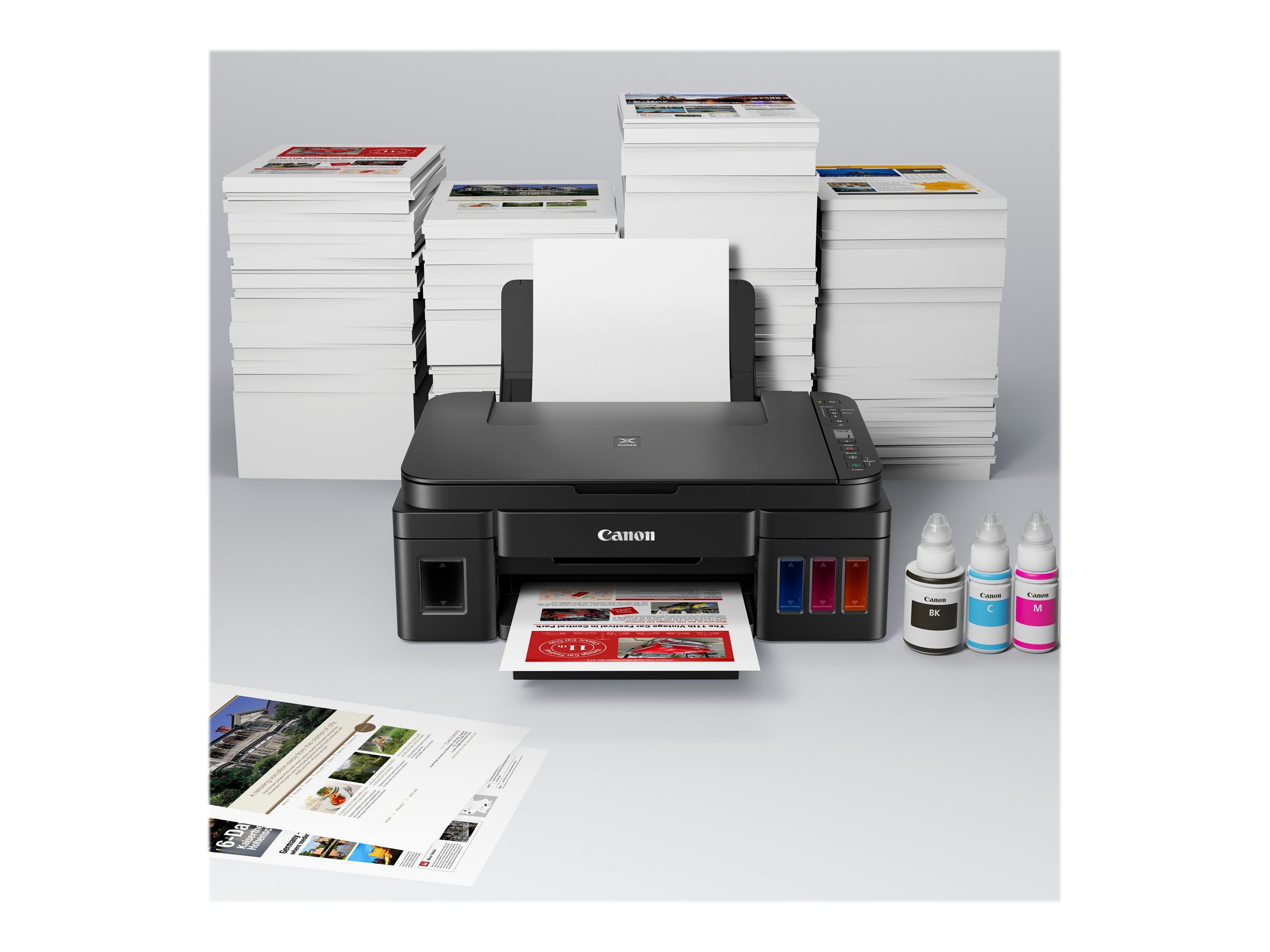 Canon PIXMA G3410 - Multifunktionsdrucker - Farbe - Tintenstrahl - nachfüllbar - 216 x 297 mm (Original) - A4/Legal (Medien) - bis zu 8.8 ipm (Drucken) - 100 Blatt - USB 2.0, Wi-Fi(n)